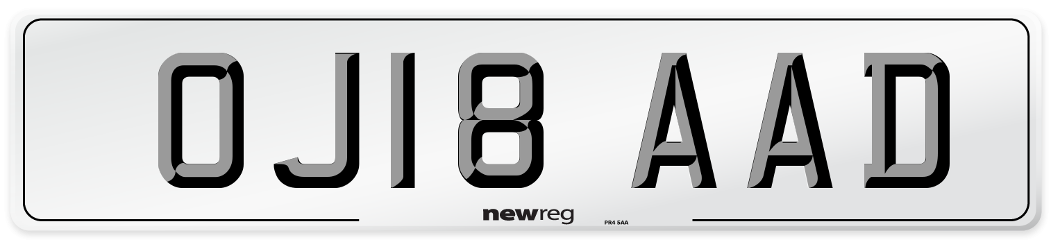 OJ18 AAD Number Plate from New Reg